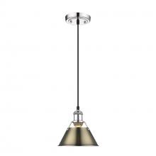  3306-S CH-AB - Orwell CH Small Pendant - 7" in Chrome with Aged Brass shade